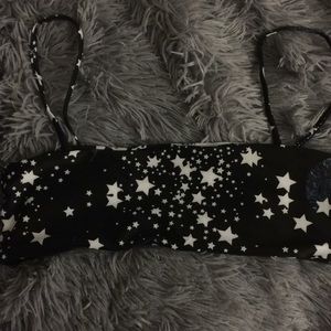 Black and white galaxy print bikini top
